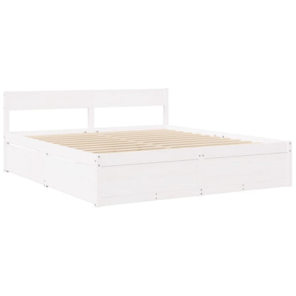 Massivholz Doppelbett mit Schubladen inkl. Matratze 180x200 cm
