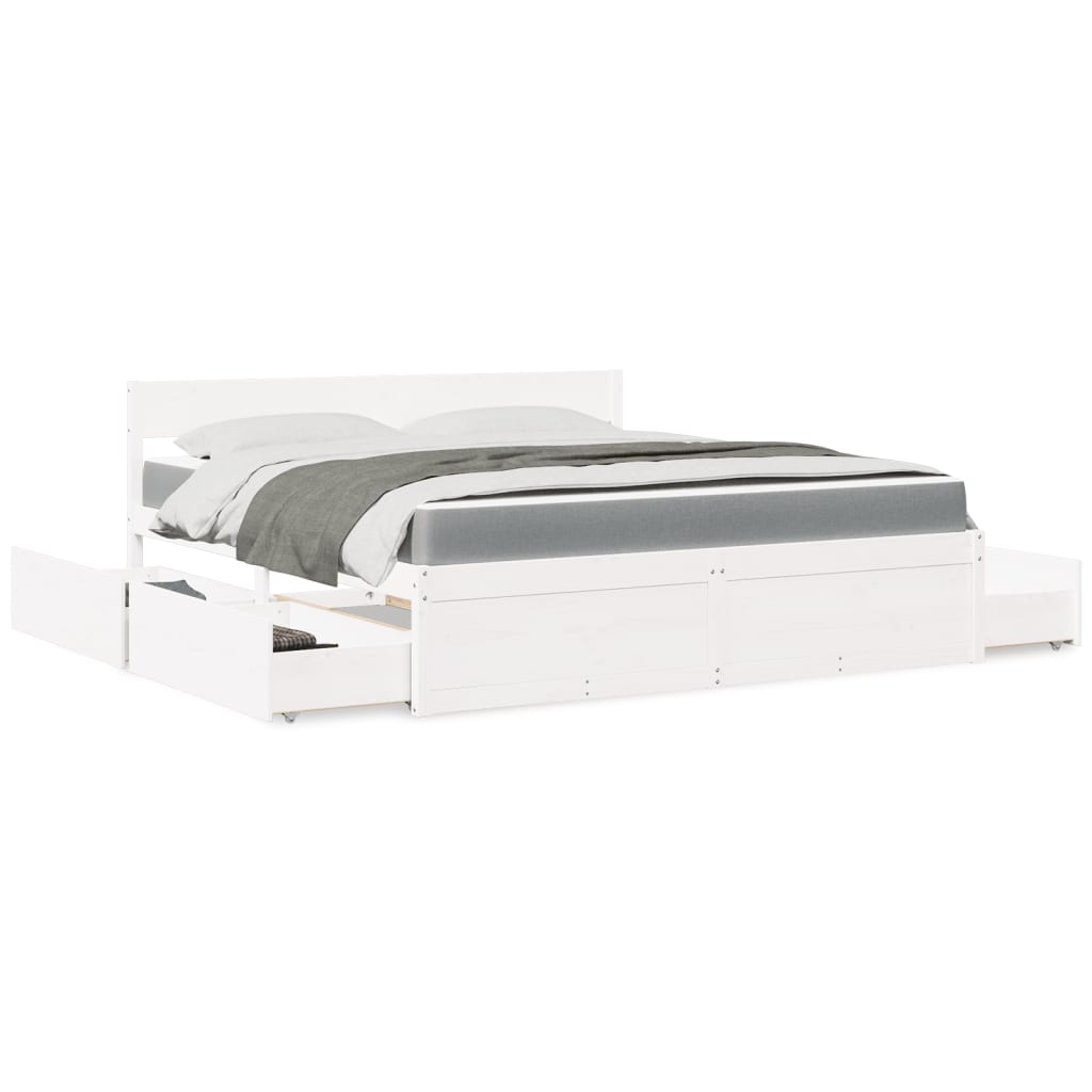 Massivholz Doppelbett mit Schubladen inkl. Matratze 180x200 cm