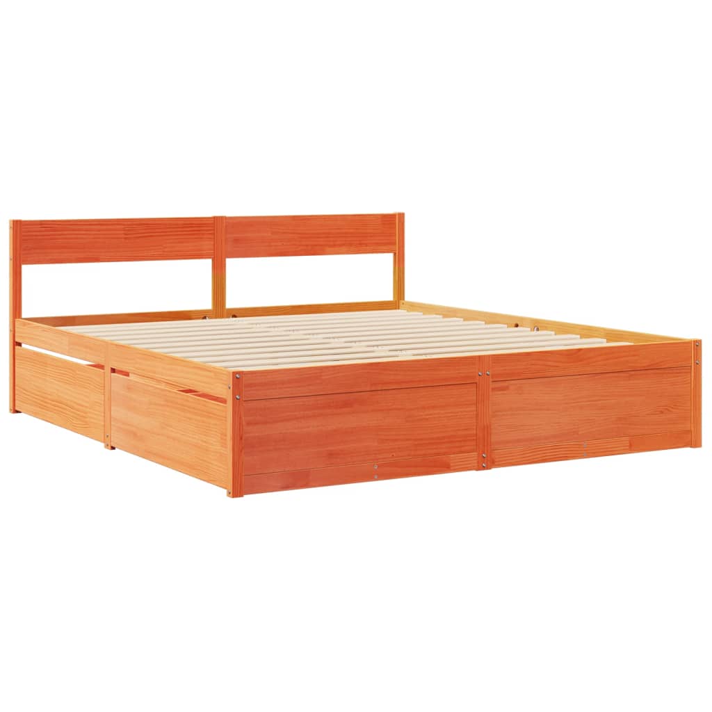Massivholz Doppelbett mit Schubladen inkl. Matratze 180x200 cm