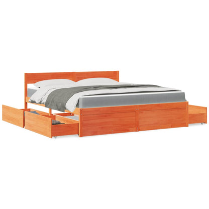 Massivholz Doppelbett mit Schubladen inkl. Matratze 180x200 cm