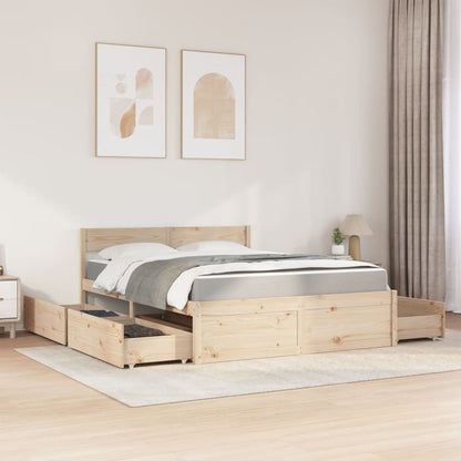 Massivholz Doppelbett mit Schubladen inkl. Matratze 160x200 cm