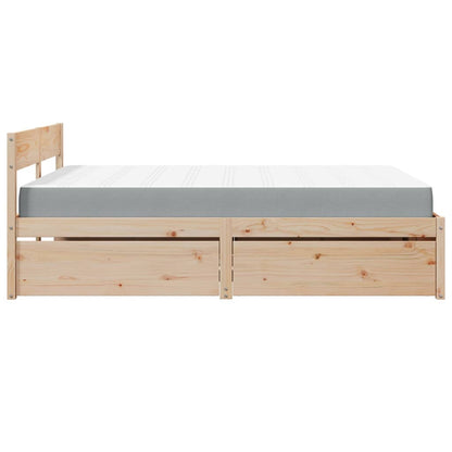Massivholz Doppelbett mit Schubladen inkl. Matratze 160x200 cm