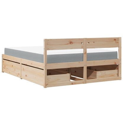 Massivholz Doppelbett mit Schubladen inkl. Matratze 160x200 cm