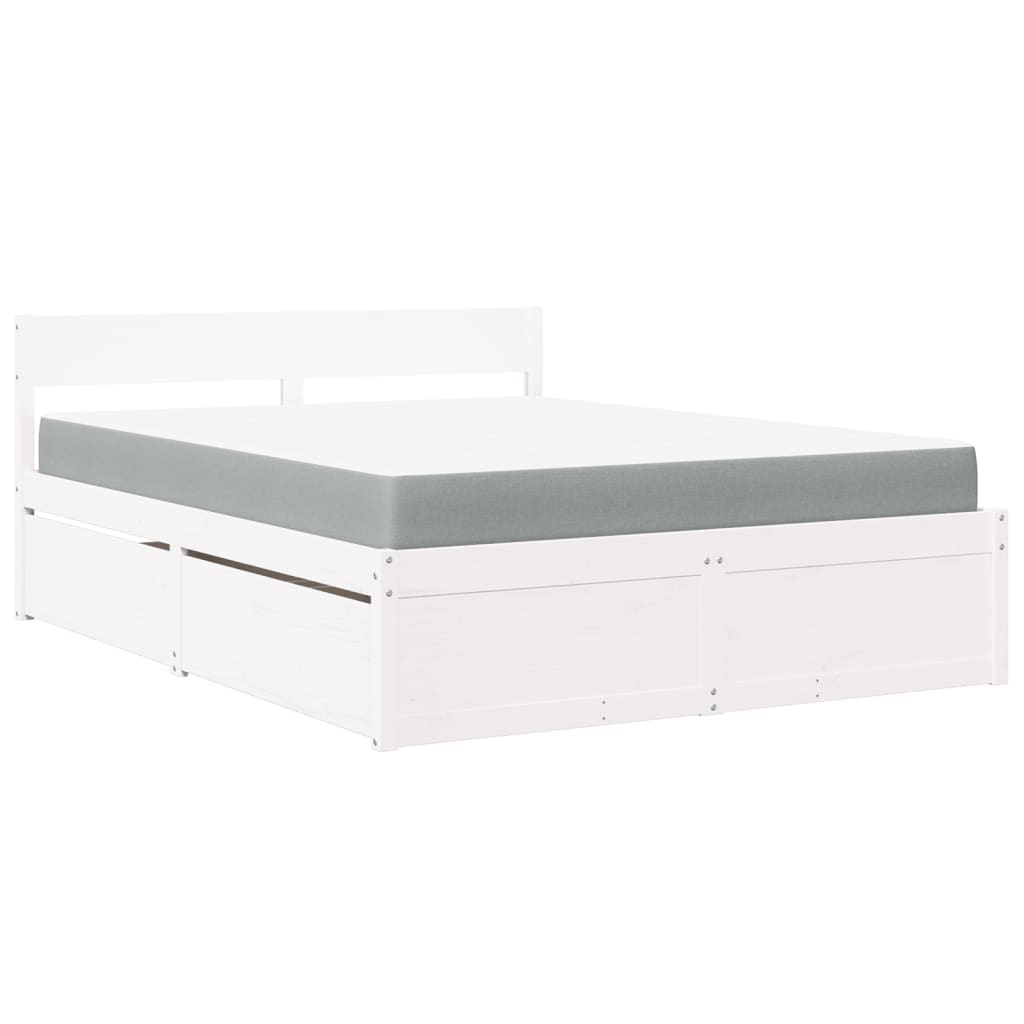Massivholz Doppelbett mit Schubladen inkl. Matratze 160x200 cm