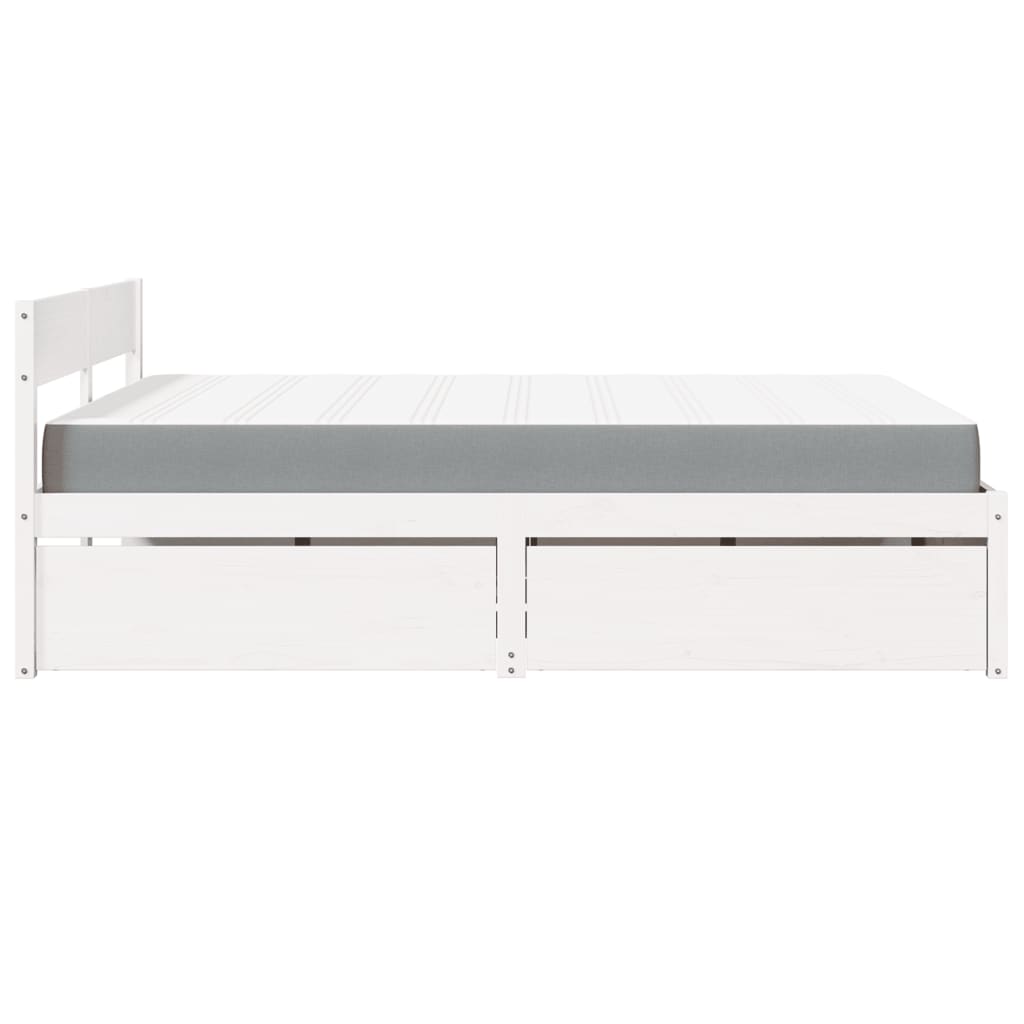 Massivholz Doppelbett mit Schubladen inkl. Matratze 160x200 cm