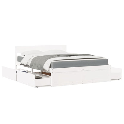 Massivholz Doppelbett mit Schubladen inkl. Matratze 160x200 cm