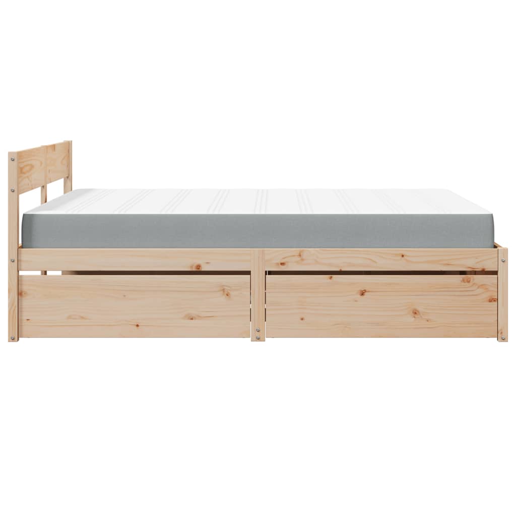Massivholz Doppelbett mit Schubladen inkl. Matratze 140x200 cm