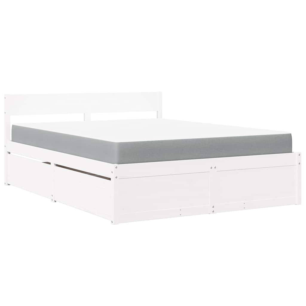 Massivholz Doppelbett mit Schubladen inkl. Matratze 140x200 cm