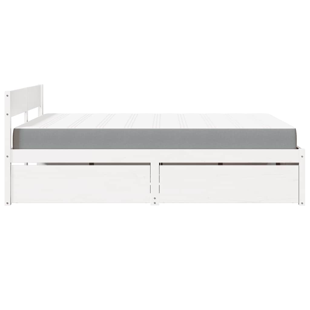 Massivholz Doppelbett mit Schubladen inkl. Matratze 140x200 cm