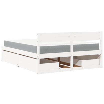 Massivholz Doppelbett mit Schubladen inkl. Matratze 140x200 cm