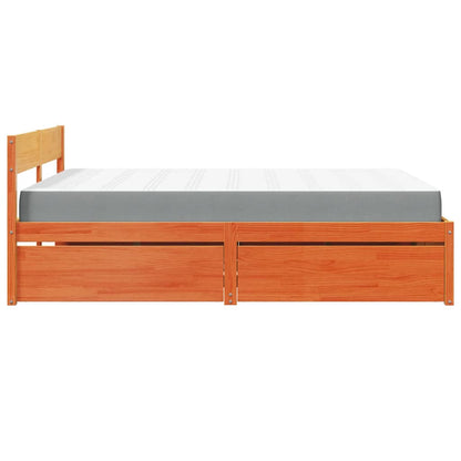 Massivholz Doppelbett mit Schubladen inkl. Matratze 140x200 cm