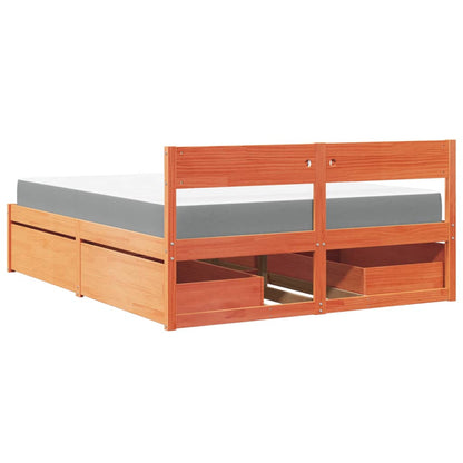 Massivholz Doppelbett mit Schubladen inkl. Matratze 140x200 cm