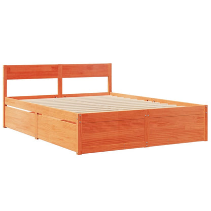 Massivholz Doppelbett mit Schubladen inkl. Matratze 140x200 cm