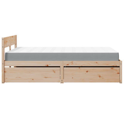 Massivholz Einzelbett mit Schubladen inkl. Matratze 120x200 cm