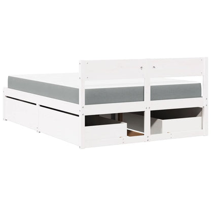 Massivholz Einzelbett mit Schubladen inkl. Matratze 120x200 cm