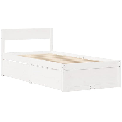 Massivholz Einzelbett mit Schubladen inkl. Matratze 100x200 cm