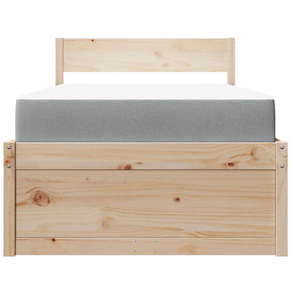 Massivholz Einzelbett mit Schubladen inkl. Matratze 90x200 cm