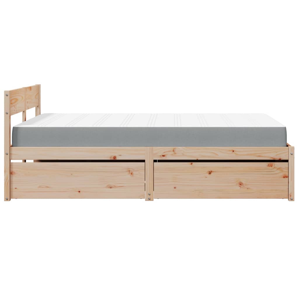 Massivholz Doppelbett mit Schubladen inkl. Matratze 140x190 cm