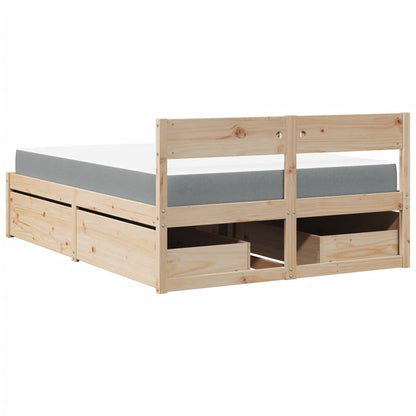 Massivholz Doppelbett mit Schubladen inkl. Matratze 140x190 cm