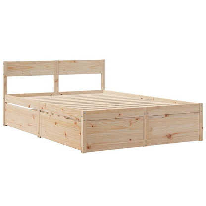 Massivholz Doppelbett mit Schubladen inkl. Matratze 140x190 cm