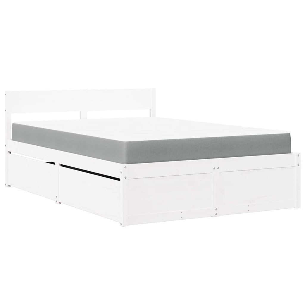 Massivholz Doppelbett mit Schubladen inkl. Matratze 140x190 cm