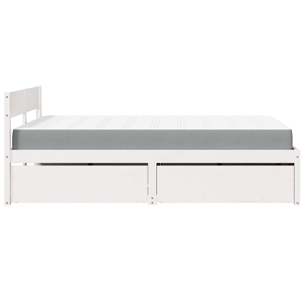 Massivholz Doppelbett mit Schubladen inkl. Matratze 140x190 cm
