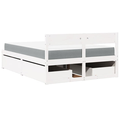 Massivholz Doppelbett mit Schubladen inkl. Matratze 140x190 cm