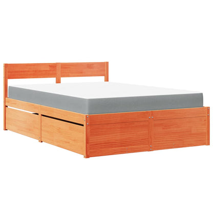 Massivholz Doppelbett mit Schubladen inkl. Matratze 140x190 cm