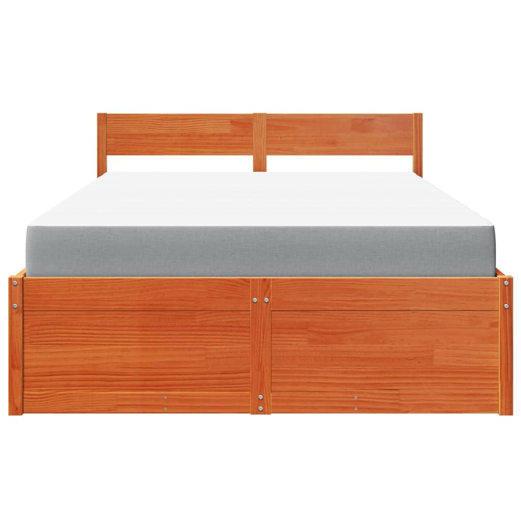 Massivholz Doppelbett mit Schubladen inkl. Matratze 140x190 cm