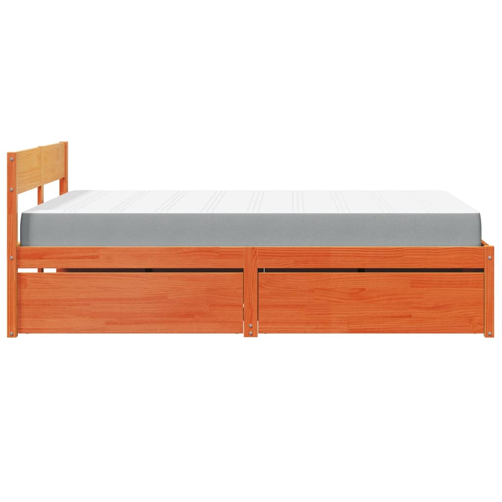 Massivholz Doppelbett mit Schubladen inkl. Matratze 140x190 cm