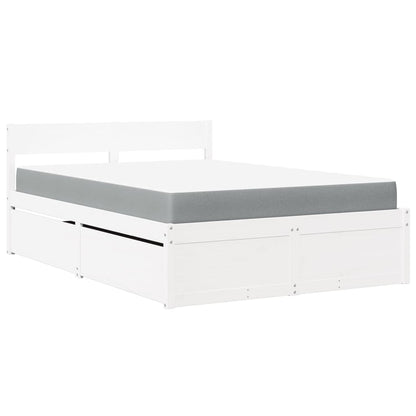 Massivholz Einzelbett mit Schubladen inkl. Matratze 120x190 cm