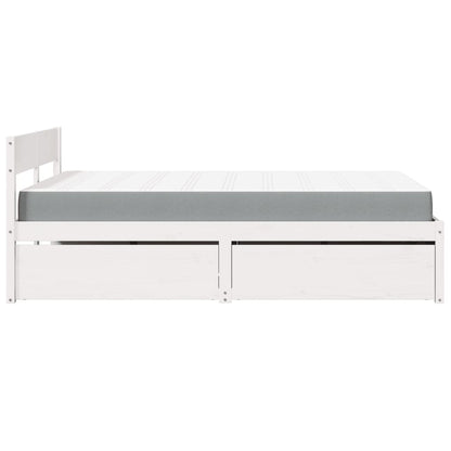 Massivholz Einzelbett mit Schubladen inkl. Matratze 120x190 cm