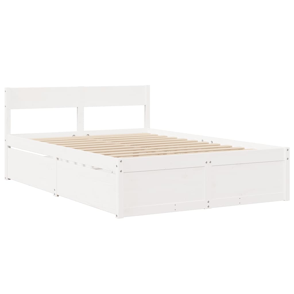 Massivholz Einzelbett mit Schubladen inkl. Matratze 120x190 cm