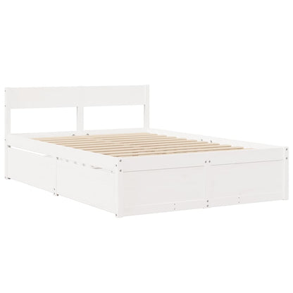 Massivholz Einzelbett mit Schubladen inkl. Matratze 120x190 cm