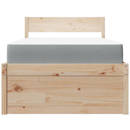 Massivholz Einzelbett mit Schubladen inkl. Matratze 90x190 cm