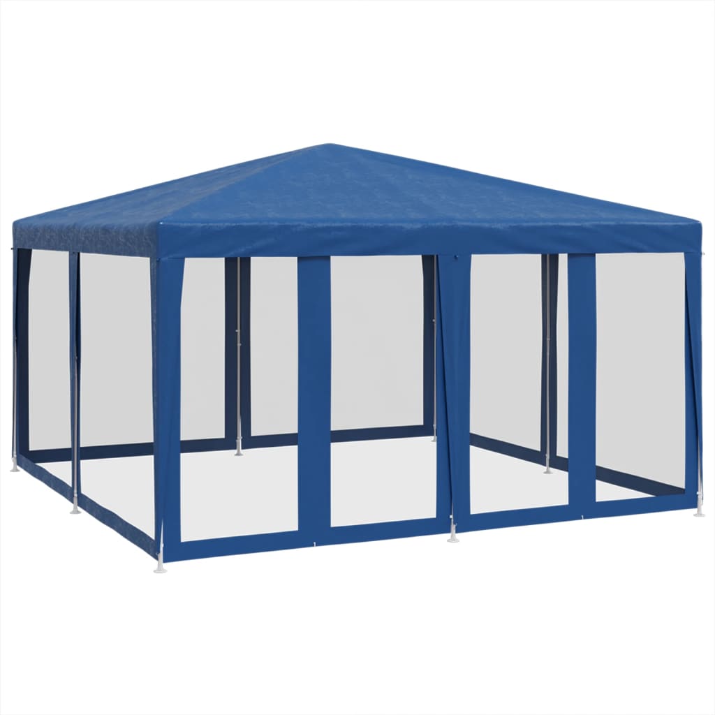 Partyzelt mit 8 Mesh-Seitenteilen Weiß 4x4 m HDPE