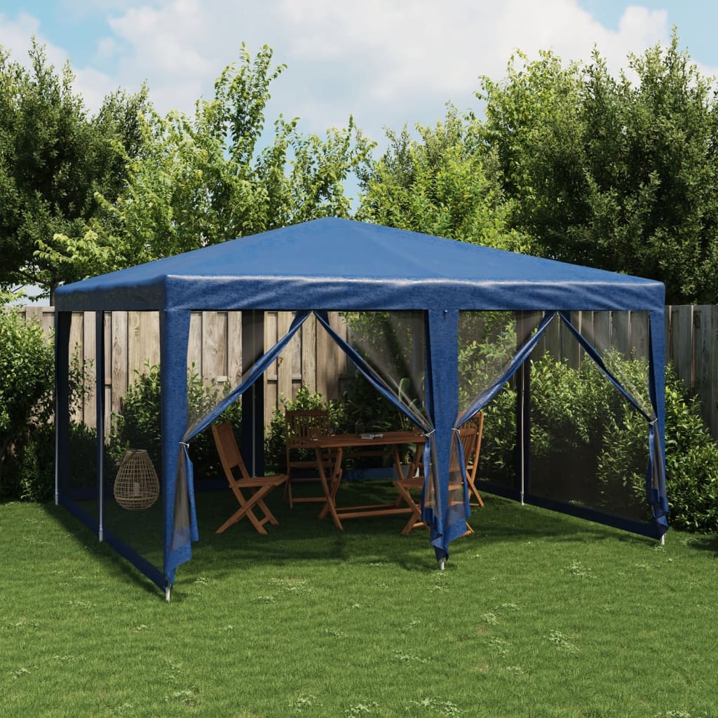 Partyzelt mit 8 Mesh-Seitenteilen Weiß 4x4 m HDPE