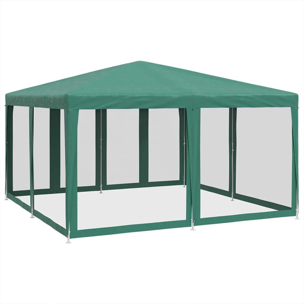 Partyzelt mit 8 Mesh-Seitenteilen Weiß 4x4 m HDPE