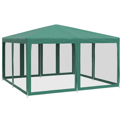 Partyzelt mit 8 Mesh-Seitenteilen Weiß 4x4 m HDPE