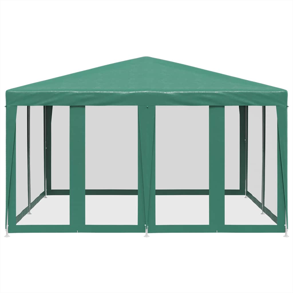 Partyzelt mit 8 Mesh-Seitenteilen Weiß 4x4 m HDPE