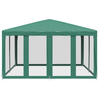 Partyzelt mit 8 Mesh-Seitenteilen Weiß 4x4 m HDPE