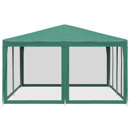 Partyzelt mit 8 Mesh-Seitenteilen Weiß 4x4 m HDPE