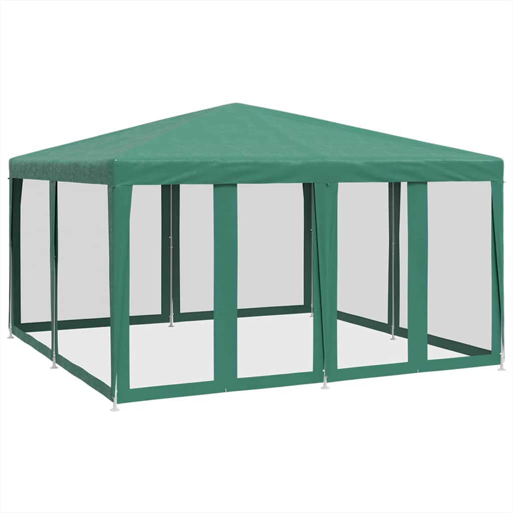 Partyzelt mit 8 Mesh-Seitenteilen Weiß 4x4 m HDPE