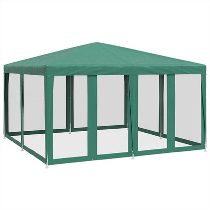 Partyzelt mit 8 Mesh-Seitenteilen Weiß 4x4 m HDPE