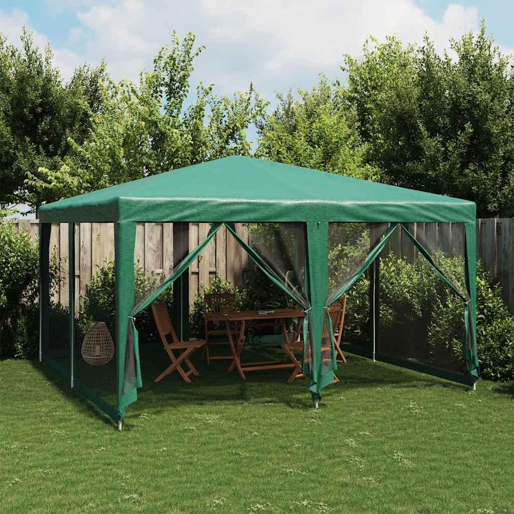 Partyzelt mit 8 Mesh-Seitenteilen Weiß 4x4 m HDPE