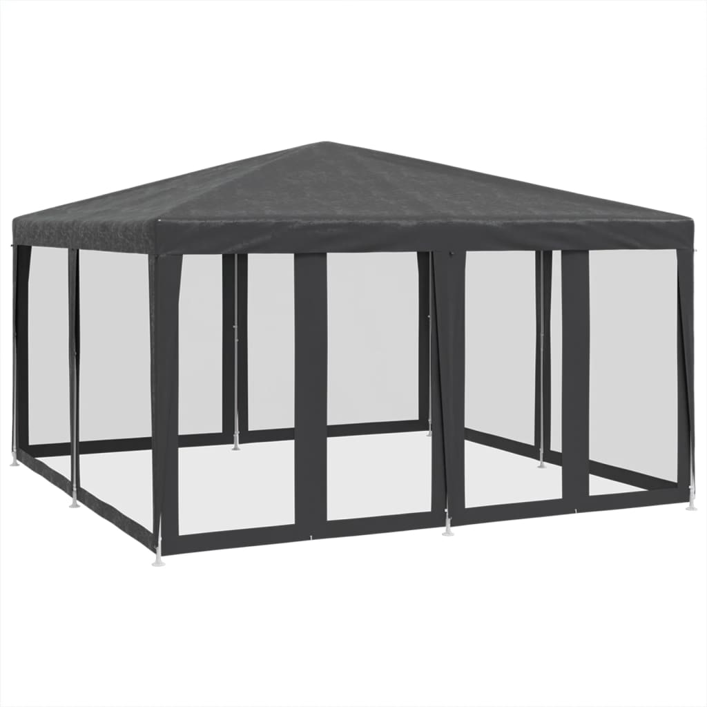 Partyzelt mit 8 Mesh-Seitenteilen Weiß 4x4 m HDPE