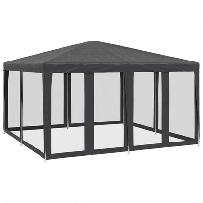 Partyzelt mit 8 Mesh-Seitenteilen Weiß 4x4 m HDPE