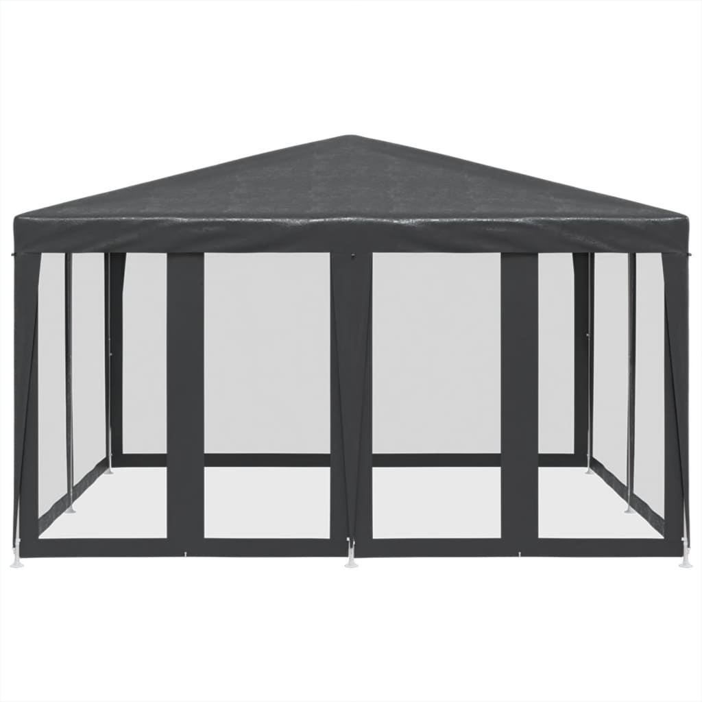 Partyzelt mit 8 Mesh-Seitenteilen Weiß 4x4 m HDPE