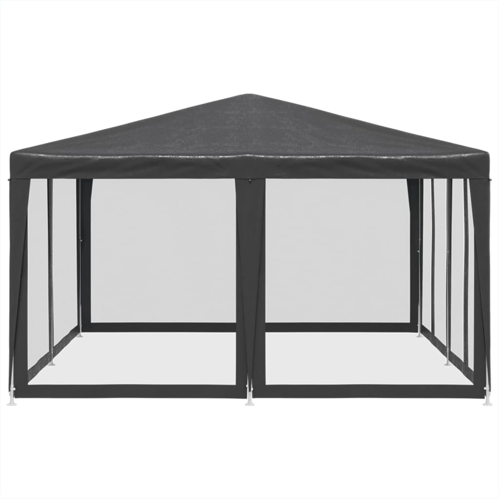Partyzelt mit 8 Mesh-Seitenteilen Weiß 4x4 m HDPE