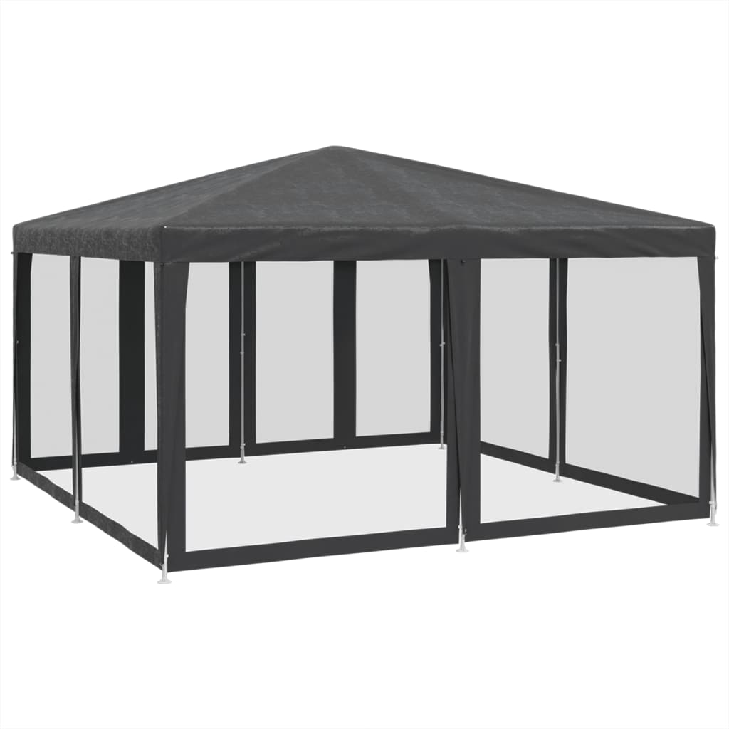 Partyzelt mit 8 Mesh-Seitenteilen Weiß 4x4 m HDPE